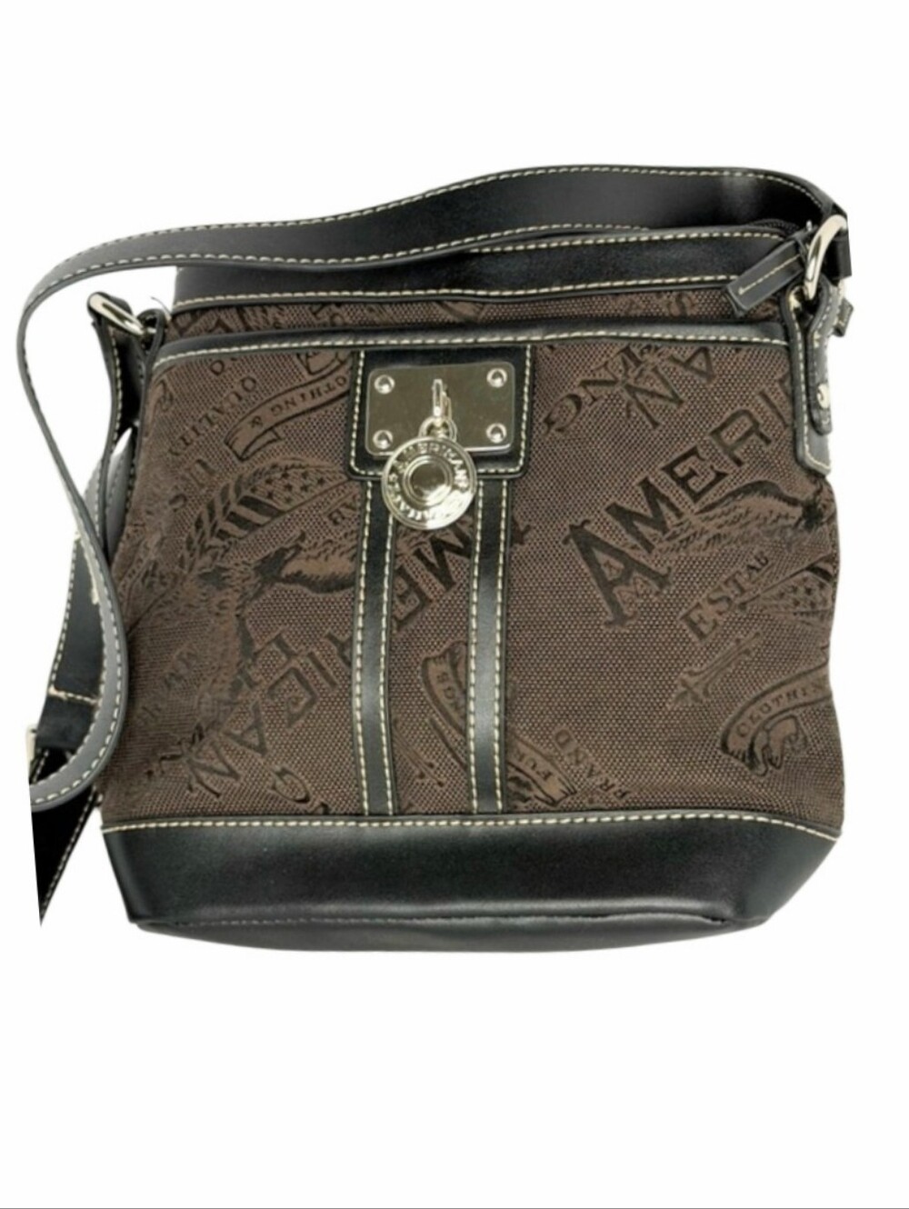 American Living Brown Crossbody Bag with Black Trim